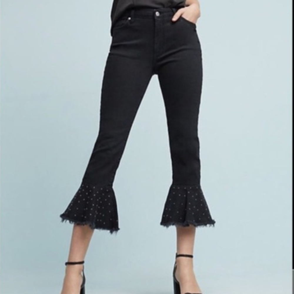 Anthropologie Studded Jeans Bottom Flare